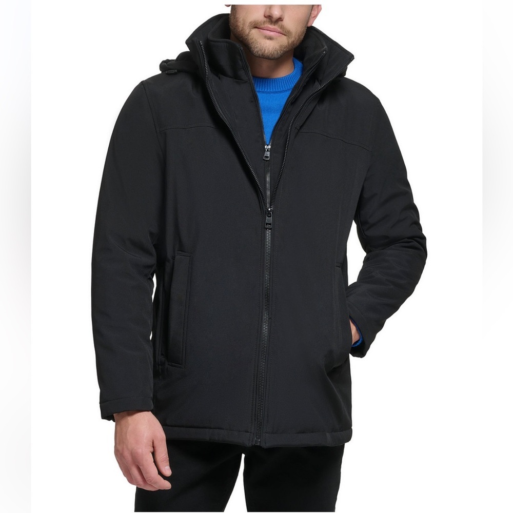 Calvin Klein Men’s Infinite Stretch Jacket with Polar Fleece Lined Bib-S Black - Picture 3 of 12